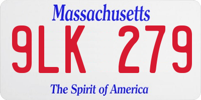 MA license plate 9LK279