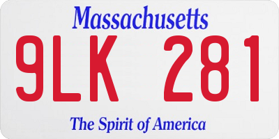 MA license plate 9LK281