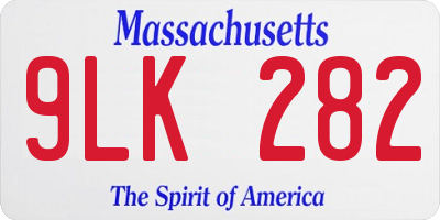 MA license plate 9LK282