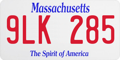 MA license plate 9LK285