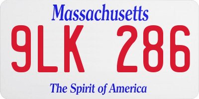 MA license plate 9LK286