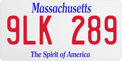 MA license plate 9LK289