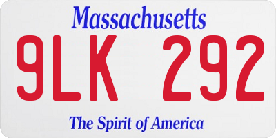 MA license plate 9LK292