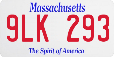 MA license plate 9LK293