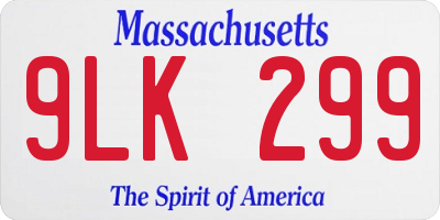 MA license plate 9LK299