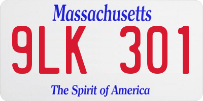 MA license plate 9LK301