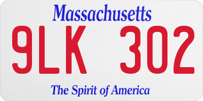 MA license plate 9LK302
