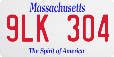 MA license plate 9LK304