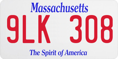 MA license plate 9LK308