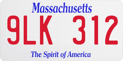 MA license plate 9LK312