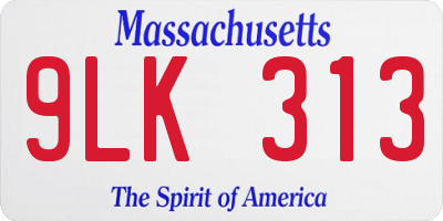 MA license plate 9LK313