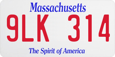 MA license plate 9LK314