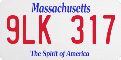 MA license plate 9LK317