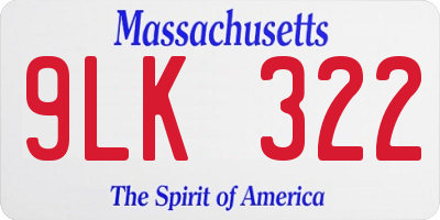 MA license plate 9LK322