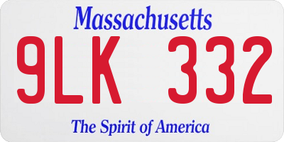 MA license plate 9LK332