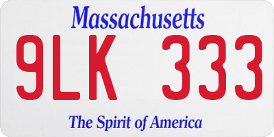 MA license plate 9LK333