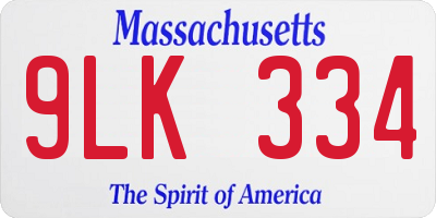MA license plate 9LK334