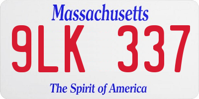 MA license plate 9LK337