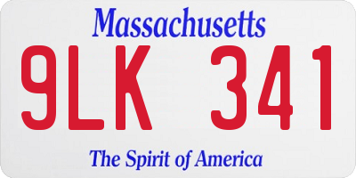 MA license plate 9LK341