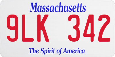MA license plate 9LK342