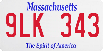 MA license plate 9LK343