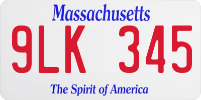 MA license plate 9LK345