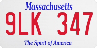 MA license plate 9LK347