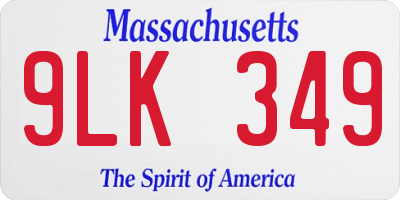 MA license plate 9LK349