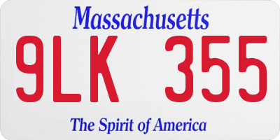 MA license plate 9LK355