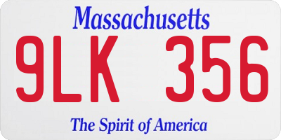 MA license plate 9LK356