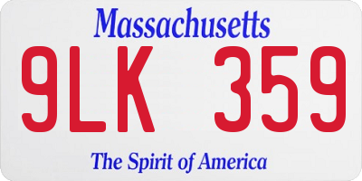 MA license plate 9LK359