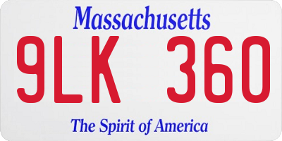 MA license plate 9LK360
