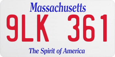 MA license plate 9LK361