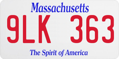 MA license plate 9LK363