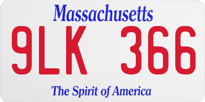 MA license plate 9LK366