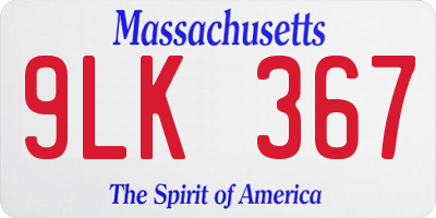 MA license plate 9LK367