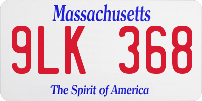 MA license plate 9LK368