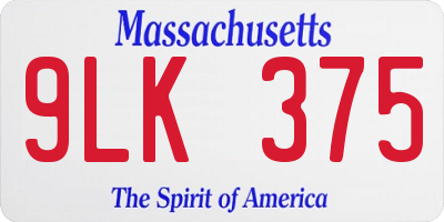 MA license plate 9LK375