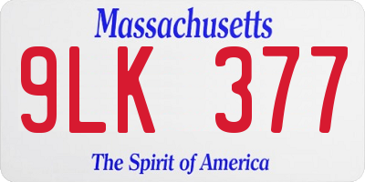 MA license plate 9LK377