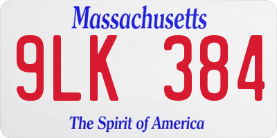 MA license plate 9LK384