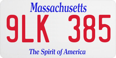 MA license plate 9LK385