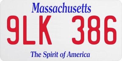MA license plate 9LK386