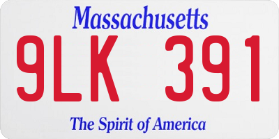 MA license plate 9LK391