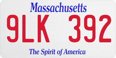 MA license plate 9LK392