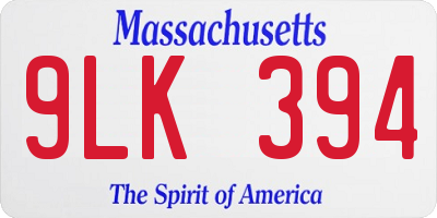 MA license plate 9LK394
