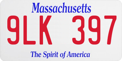 MA license plate 9LK397