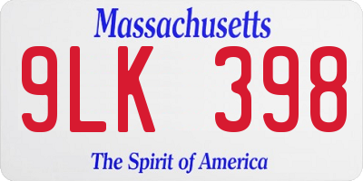 MA license plate 9LK398