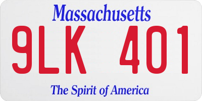 MA license plate 9LK401