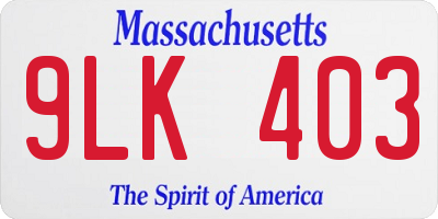 MA license plate 9LK403