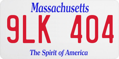 MA license plate 9LK404